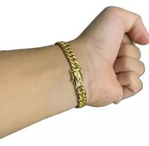 Pulseira Grumet 10mm Fecho Mão Orando Banhado A Ouro 18k