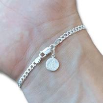 Pulseira Grumet 3mm Nossa Senhora Aparecida Prata 925 Maciça