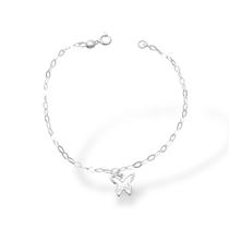 Pulseira Grumet Borboleta Vazada 18 cm - Prata 925