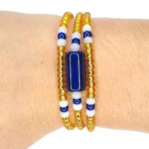 Pulseira Guia de Proteção Orixá Oxum Azul Dourada