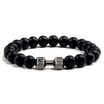 Pulseira Halteres Bolinha Fosco Live Pedra Descolado Hippie -