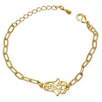 Pulseira Hamsá com Elos Folheada em Ouro 18K Softjoias