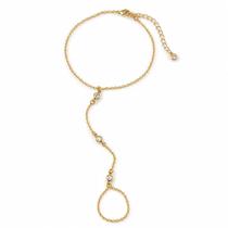 Pulseira hand chain 3 pontos de luz banhada a ouro 18k Pulseira hand chain 3 pontos de luz banhada a ouro 18k