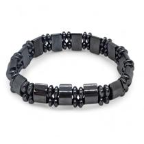 Pulseira Hematita Bolinha Achatada Calmante Ajustável 9 cm