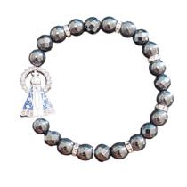Pulseira hematita e crital chumbo nossa senhora aparecida