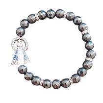 Pulseira hematita e crital chumbo nossa senhora aparecida
