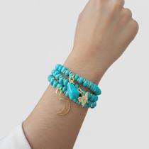 Pulseira Howlita Azul Três Voltas - Acessório Artesanal