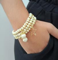 Pulseira Howlita Branca Três Voltas - Acessório Artesanal Pulseira Howlita Branca Três Voltas - Acessório Artesanal
