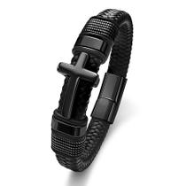 Pulseira Hoyazvet Black Cross para homens em aço inoxidável