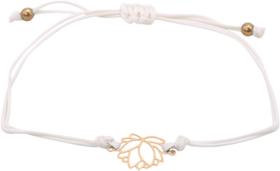 Pulseira HUOGUO simples trançada de lótus com corda trançada feita à mão com cordão geométrico oco para casal de amigos, branca