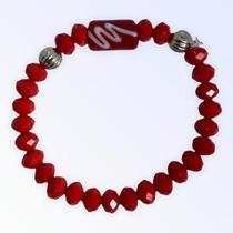 Pulseira Iansã Firma Cristal Vermelho E Silicone