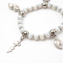 Pulseira Iansã Penduricalhos Branco Balé Cristal e Silicone