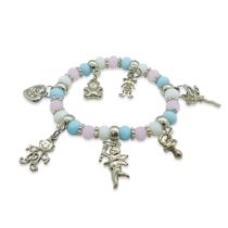 Pulseira Ibeji Erê Orixás Rosa Branco e Azul Bebê Ajustável Pulseira Ibeji Erê Orixás Rosa Branco e Azul Bebê Ajustável