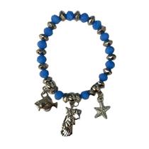 Pulseira Iemanjá Azul 3 Penduricalhos Cristal e Silicone Pulseira Iemanjá Azul 3 Penduricalhos Cristal e Silicone