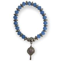 Pulseira Iemanjá Azul Claro Com Abebê Cristal E Silicone