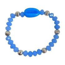 Pulseira Iemanja Azul Claro Com Búzios Cristal E Silicone