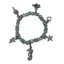 Pulseira Iemanjá Azul Claro Pingentes Cristal e Silicone Pulseira Iemanjá Azul Claro Pingentes Cristal e Silicone