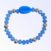 Pulseira Iemanjá Azul Com Búzios Cristal e Silicone