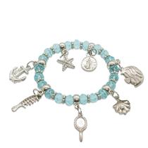 Pulseira Iemanjá Rainha do Mar Azul Transparente Ajustável Pulseira Iemanjá Rainha do Mar Azul Transparente Ajustável