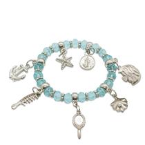 Pulseira Iemanjá Rainha do Mar Azul Transparente Ajustável Pulseira Iemanjá Rainha do Mar Azul Transparente Ajustável