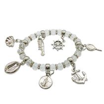 Pulseira Iemanjá Rainha do Mar Pedras de Cristal Ajustável Pulseira Iemanjá Rainha do Mar Pedras de Cristal Ajustável