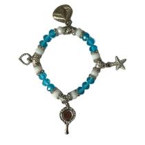 Pulseira Iemanjá ul E Branca 8 Mm Cristal E Silicone Pulseira Iemanjá ul E Branca 8 Mm Cristal E Silicone