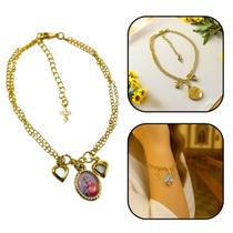 Pulseira Imaculado Coração de Maria Dourada
