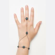 Pulseira Indiano Com Anel Pedra Quartzo Verde