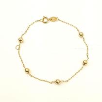 Pulseira Infantil 13Cm 5 Bolas Em Ouro 18K