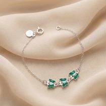 Pulseira infantil 3 borboletas verde claro banhada a Prata Pulseira infantil 3 borboletas verde claro banhada a Prata
