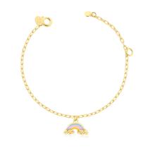 Pulseira Infantil Arco Íris De Resina Folheada A Ouro