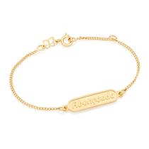 Pulseira Infantil Banhado Ouro Placa Abençoada 16cm Rommanel 551499