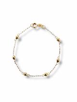 PULSEIRA INFANTIL BOLINHAS 3MM EM OURO 18K/750 (cod7y) - 13cm