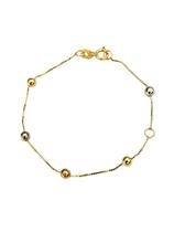 Pulseira Infantil Bolinhas Tricolor Ouro 18K - 0.81