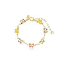 Pulseira Infantil Borboletas Banhada A Ouro 18K