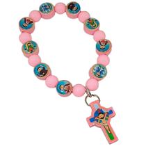 Pulseira Infantil Bracelete Religioso Para Criança Devoto Mirim Azul/Rosa