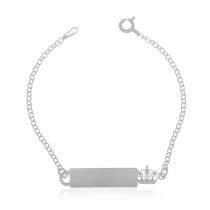 Pulseira Infantil Chapinha Coroa Prata 925