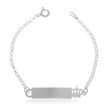 Pulseira Infantil Chapinha Coroa Prata 925