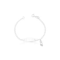 Pulseira Infantil Chapinha Oval E Figa Prata 925