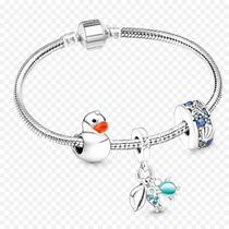 Pulseira Infantil com Berloques Prateado. Patinho