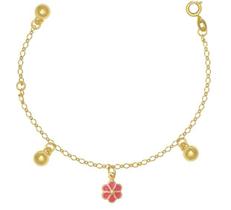 pulseira infantil com flor 7mm com resina e bolas abs