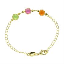 Pulseira Infantil Com Florzinhas Coloridas PRI Style Folheada A Ouro 18K Antialérgica Cores Sortidas Pulseira Infantil Com Florzinhas Coloridas PRI Style Folheada A Ouro 18K Antialérgica Cores Sortidas
