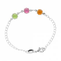 Pulseira Infantil Com Florzinhas Coloridas PRI Style Folheada A Prata Antialérgica Cores Sortidas Pulseira Infantil Com Florzinhas Coloridas PRI Style Folheada A Prata Antialérgica Cores Sortidas