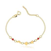 Pulseira Infantil com Lua Estrela e Coração Folheada a Ouro 18k