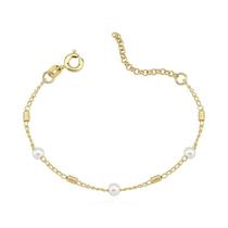 Pulseira Infantil com Pérolas Folheada a Ouro 18k