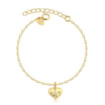 Pulseira Infantil Coração Com Santo Anjo Folheada A Ouro Pulseira Infantil Coração Com Santo Anjo Folheada A Ouro