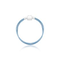 Pulseira Infantil Cordão de Algodão Azul Revestida em Prata Pulseira Infantil Cordão de Algodão Azul Revestida em Prata