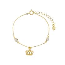 Pulseira Infantil Coroa Banhado A Ouro 18k