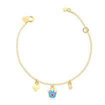 Pulseira Infantil Coroa De Resina Folheada A Ouro Pulseira Infantil Coroa De Resina Folheada A Ouro