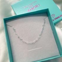 Pulseira Infantil Correntinha Corações vazados 14cm Prata 925 Pulseira Infantil Correntinha Corações vazados 14cm Prata 925